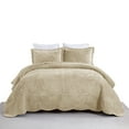 thumbnail image 2 of 3 Pcs Luxury Velvet Oversized Embroidery Quilted Quilt Set  Soft and Plush Bedding Set  Includes Quilt and Shams All-Season Comforter, 2 of 9