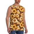 thumbnail image 2 of Uemuo Brown Wood Grain Sunflower B Pattern Men's Sleeveless T-Shirt,Muscle Athletic Tank Top, Moisture-wicking Quick-dry Breathable Classic Tee Top for Gym Run Outdoor Sports-3X-Large, 2 of 8