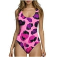 thumbnail image 2 of LEKWK One Piece Swimsuits for Women Animal Print Scoop Neck Tummy Control Bathing Suits Slimming Monokini Modest Summer Resort Holiday Swimwear, 2 of 6