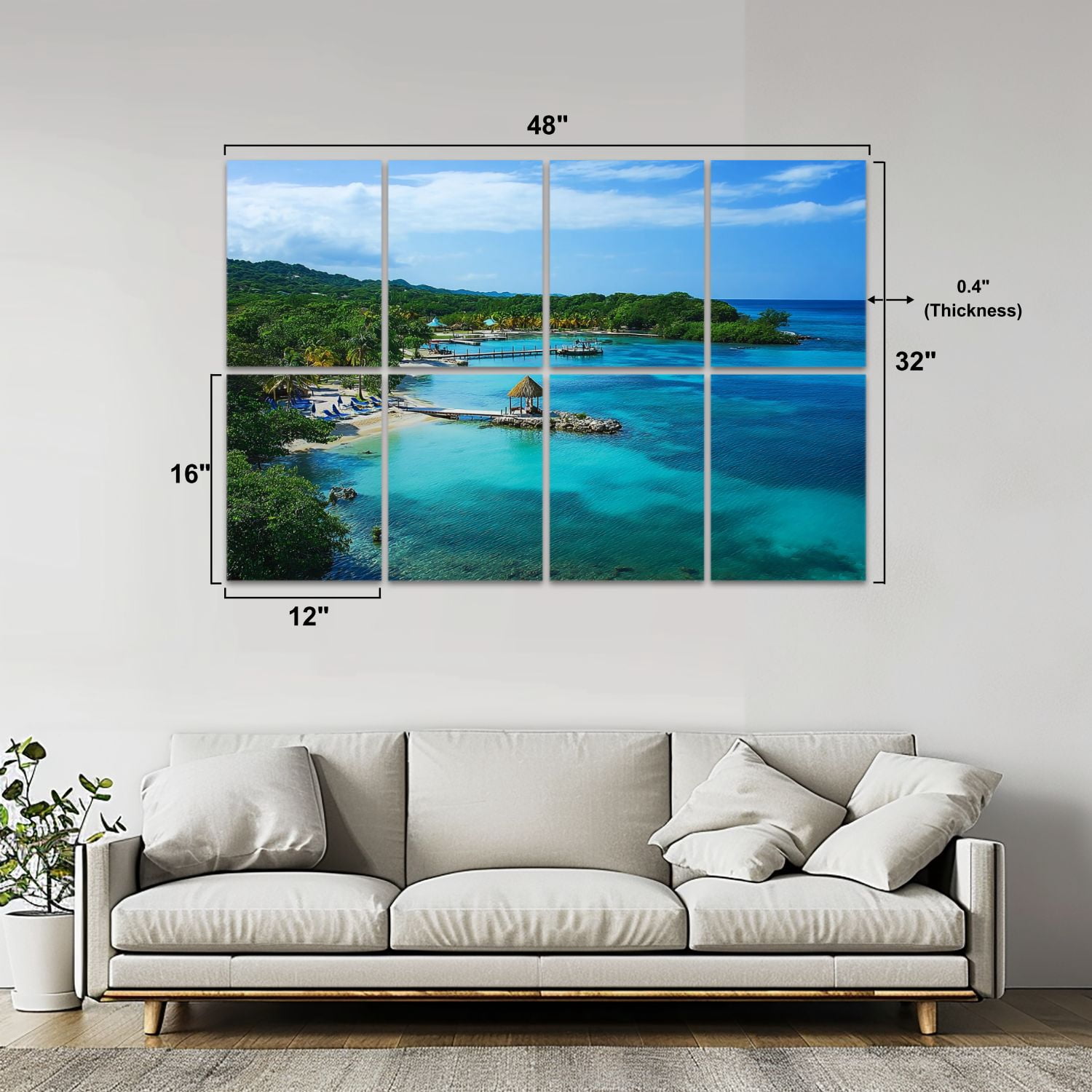 8 Pack Art Acoustic Panels Sound Absorbing Roatan Honduras Decorative Soundproof Wall Panels Self Adhesive for Nursery Game Room Bedroom 48"x32"