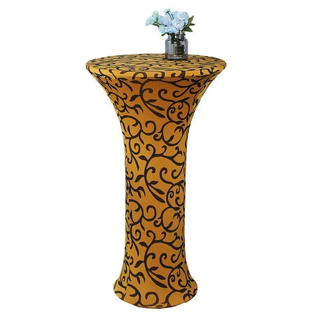 

Cocktail Tablecloth Round Fitted Elastic Spandex Tablecloth Table Cover For Ceremony Business Banquet Hall Party-Gold-70*110cm