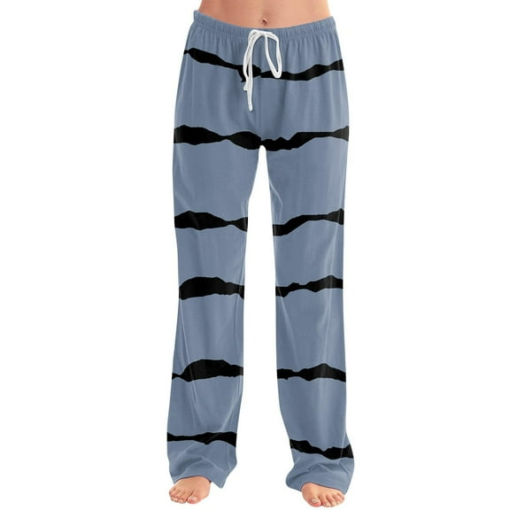 cocolona Womens Pajama Pants Elastic Waist Drawstring Striped Lounge Trousers Soft Stretch Comfy Wide Leg Pants