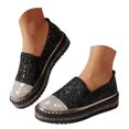 thumbnail image 3 of YLYL Womens Glitter Rhinestone Slip on Sneakers Chunky Platform Walking Shoes Casual Loafers, 3 of 9