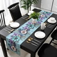 thumbnail image 3 of Spring Purple Flowers Table Runner 36 Inches Long, Floral Mottled Teal Wall Retro Kitchen Coffee Dining Table Decoration for Home Party Birthday Wedding Home Decor 13x36 Inches, 3 of 8