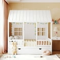 thumbnail image 2 of Miekor Furniture Full Size Wood House Bed With Twin Size Trundle, Wooden Daybed, White 98516, 2 of 16