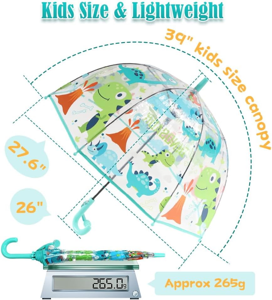 Kids Umbrella for Girls & Boys Toddler Childrens Clear Bubble Umbrella for Kids Small Durable Kids Umbrellas for Rain Outdoor