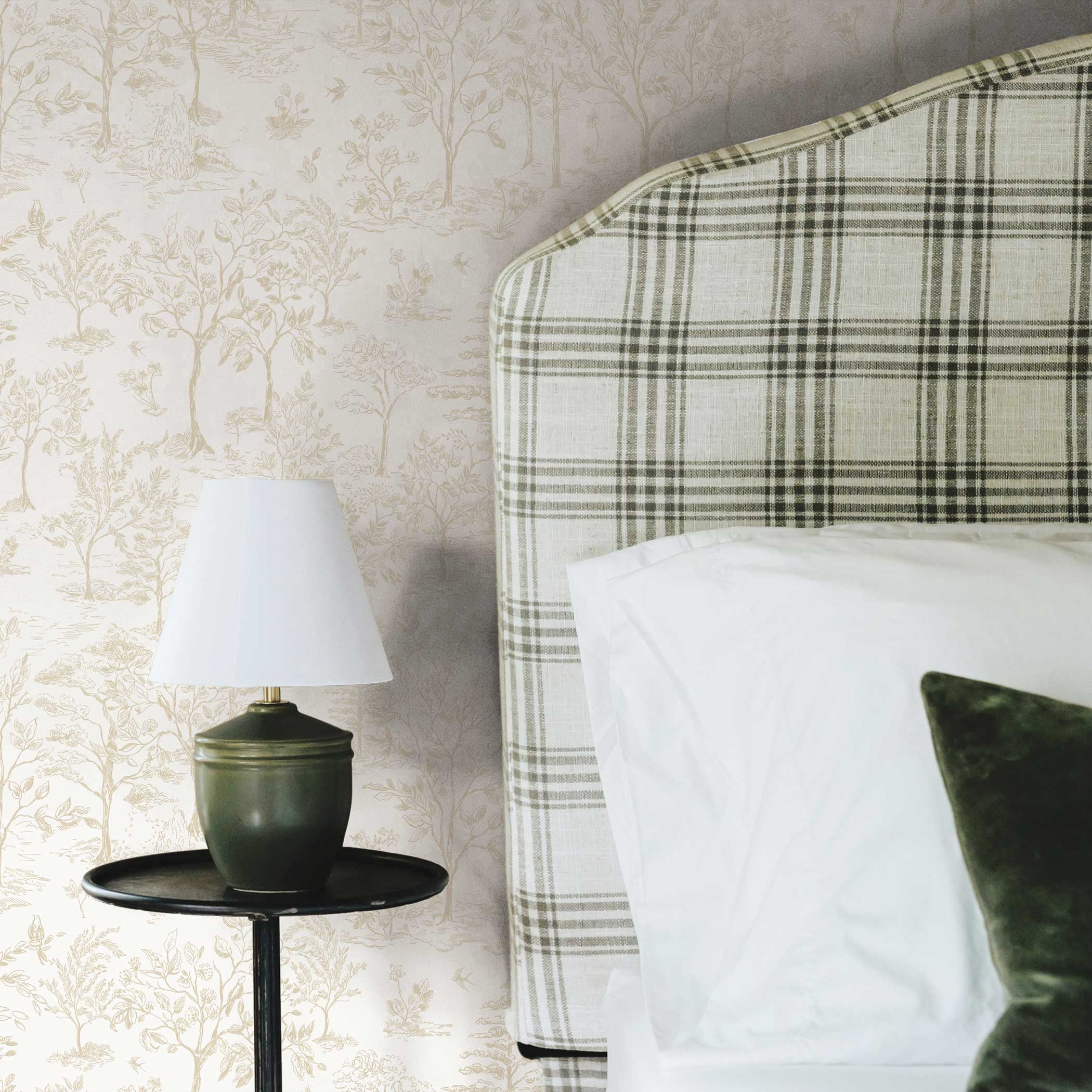 Tempaper Arbor Toile Taupe Removable Peel and Stick Wallpaper, 20.5" X 16.5'