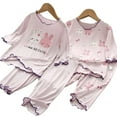 thumbnail image 2 of WOLLED Kids Girls Summer Pajama Set Toddler Breathable Ice Silk Short Sleeve Sleepwear Outfit for 4-14Y, 2 of 9