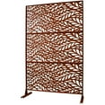 thumbnail image 3 of Freestanding Metal Privacy Screen for Outdoor and Indoor Spaces, 76" Height x 48" Width, Rust Red Finish, Decorative Fence Panel for Deck Balcony Patio Garden, 3 of 9