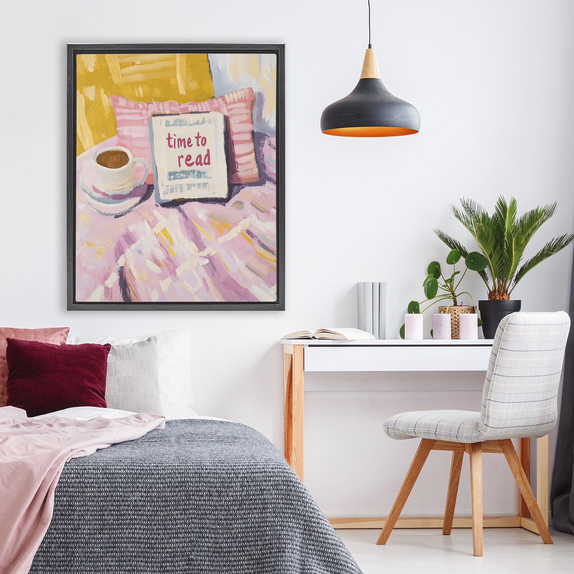 Stupell Industries Time To Read in Morning Black Framed Floater Canvas Wall Art, design by The Prints Vibe