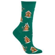 Hot Sox Womens Gingerbread Houses Crew Socks