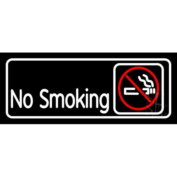 No Smoking With Symbol LED Neon Sign 13 x 32 - inches, Clear Edge Cut Acrylic Backing, with Dimmer - Bright and Premium built indoor LED Neon Sign for Bar decor.