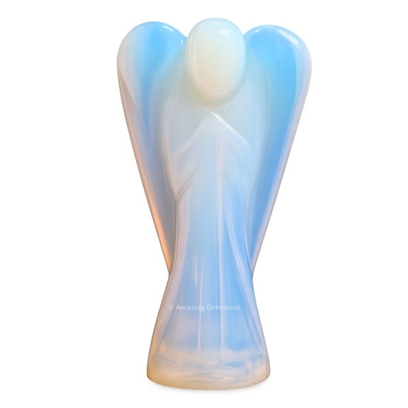 Opalite Guardian Angel, Carved Angel Figurine - 2 inch