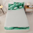 thumbnail image 4 of Homewish Turquoise Marble Zipper Full Size Comforter Sets with Fitted Sheet and 2 Pillowcases,Gold Metallic Zipper Bedding Set,Light gray Reversible,4 Pieces, 4 of 7