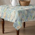 thumbnail image 4 of Blue Flowers Table Cloth Waterproof Tablecloths, Romantic Farmhouse Botanical Floral Leaves Tablecloth Dining Table Cover for Kitchen Party Tabletop Outdoor, Square Tablecloth 54x54 Inch, 4 of 9