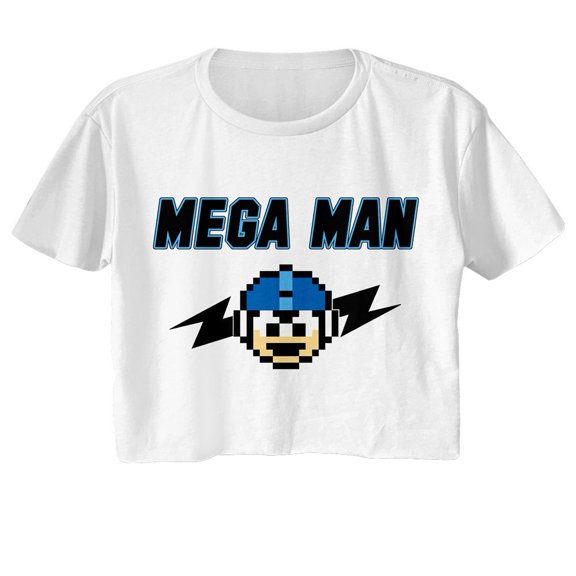 Mega Man Mega Bolts White Women's Festival Crop Top T-Shirt