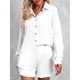 thumbnail image 5 of Conjunto de pantalones cortos de camisa para mujer Camisa casual de manga larga con botones y p CACAGOO  Traje de ocio para mujer, 5 of 7