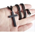 thumbnail image 4 of Stainless Steel Cross Pendant Necklace for Men Boys, Christian Cross Pendant with 24 Inches Chain, 4 of 4