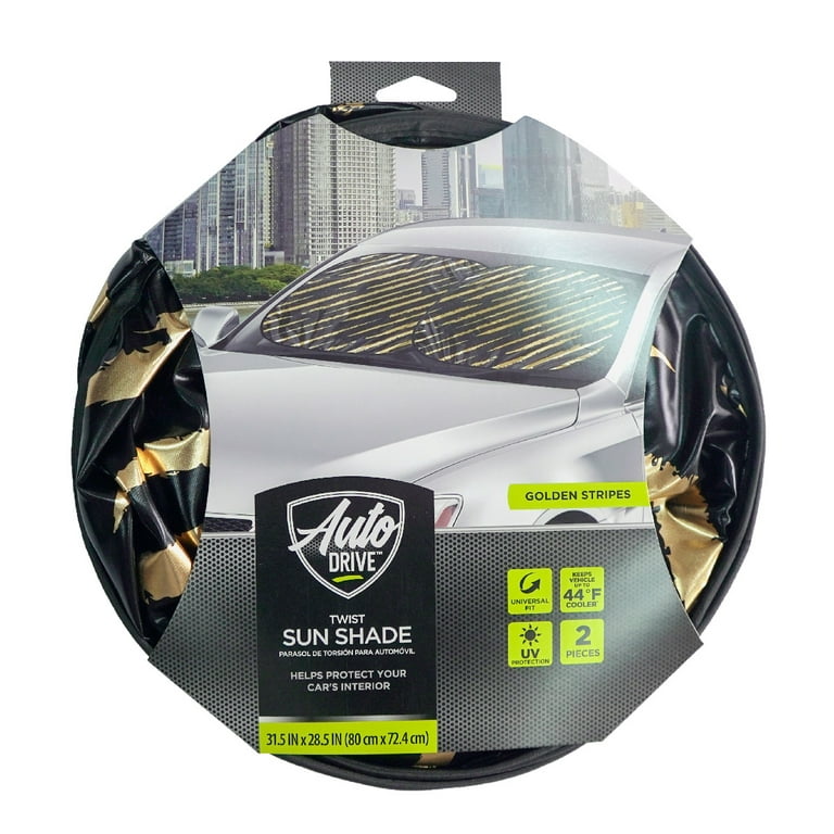 Auto Drive Universal 2 Count Twist Sun Shade Silver, 28.5'' x 31.5'' 
