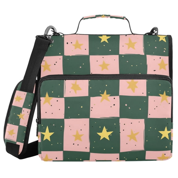 FORMRS Zipper Binder with Shoulder Strap 2-inch Ring 500 Sheet Capacity File Bag, Pink Abstract