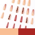 thumbnail image 4 of Fofosbeauty 24pcs Press on False Nails, Long Coffin Fake Nails, Coffin Ruby Nude French V, 4 of 8