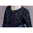 thumbnail image 2 of Girl Navy Blue Gown Dress with Sleeves and Rhinestone for wedding, pageant, graduation, birthday ages 7 years old., 2 of 3