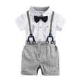 thumbnail image 3 of Laurenza's Baby Boys 4 Pcs Infant Outfit Grey Navy Bodysuit and Suspenders Set Baptism Christening Wedding Outfit Ring Bearer Boys Easter Clothes Outfit 24M, 3 of 3