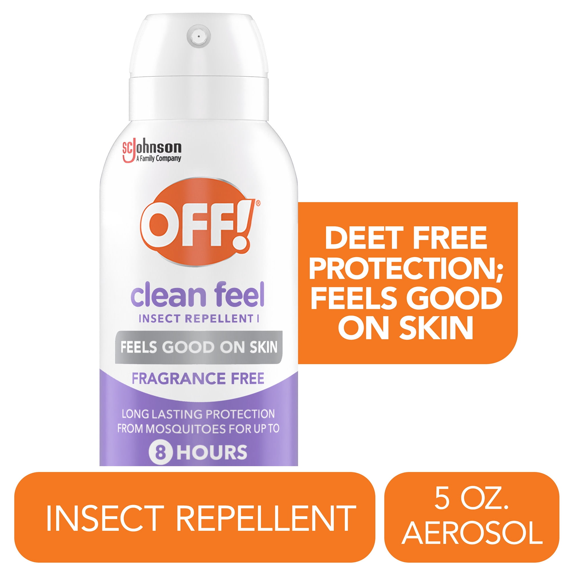 OFF! Clean Feel Insect Repellent Aerosol, Fragrance Free, Picaridin Bug Spray, 5 oz