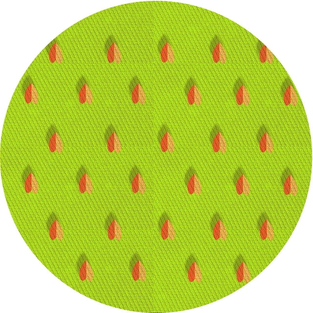 Ahgly Company Machine Washable Indoor Round Transitional Pistachio Green Area Rugs, 4' Round