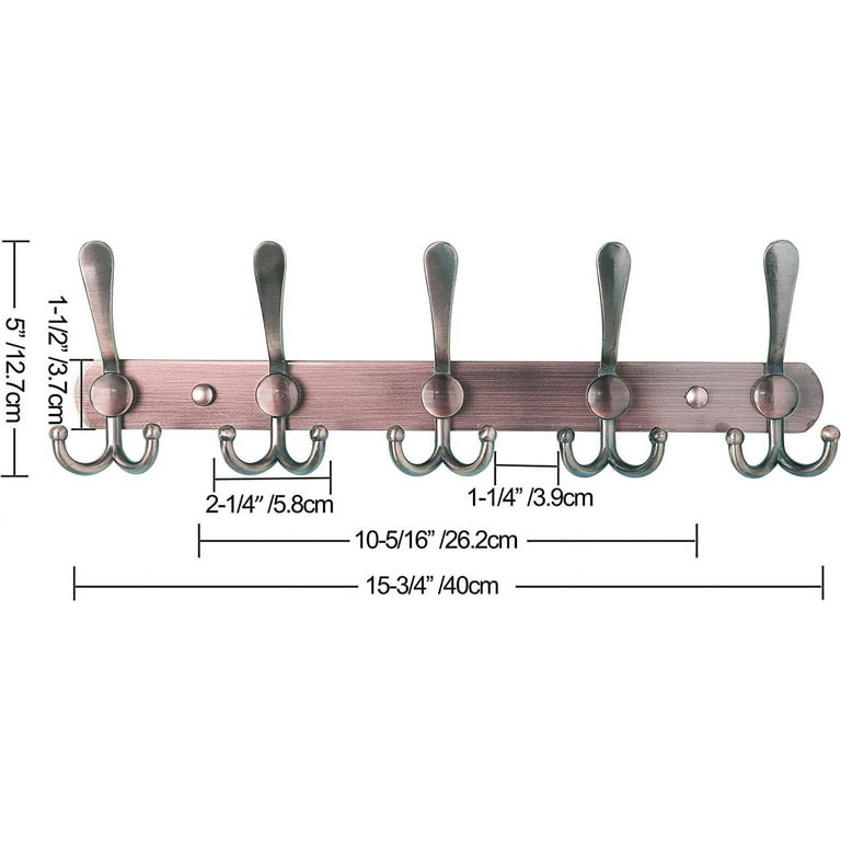 Dseap Coat Rack Wall Mounted-5 Tri Hooks,Stainless Steel Heavy