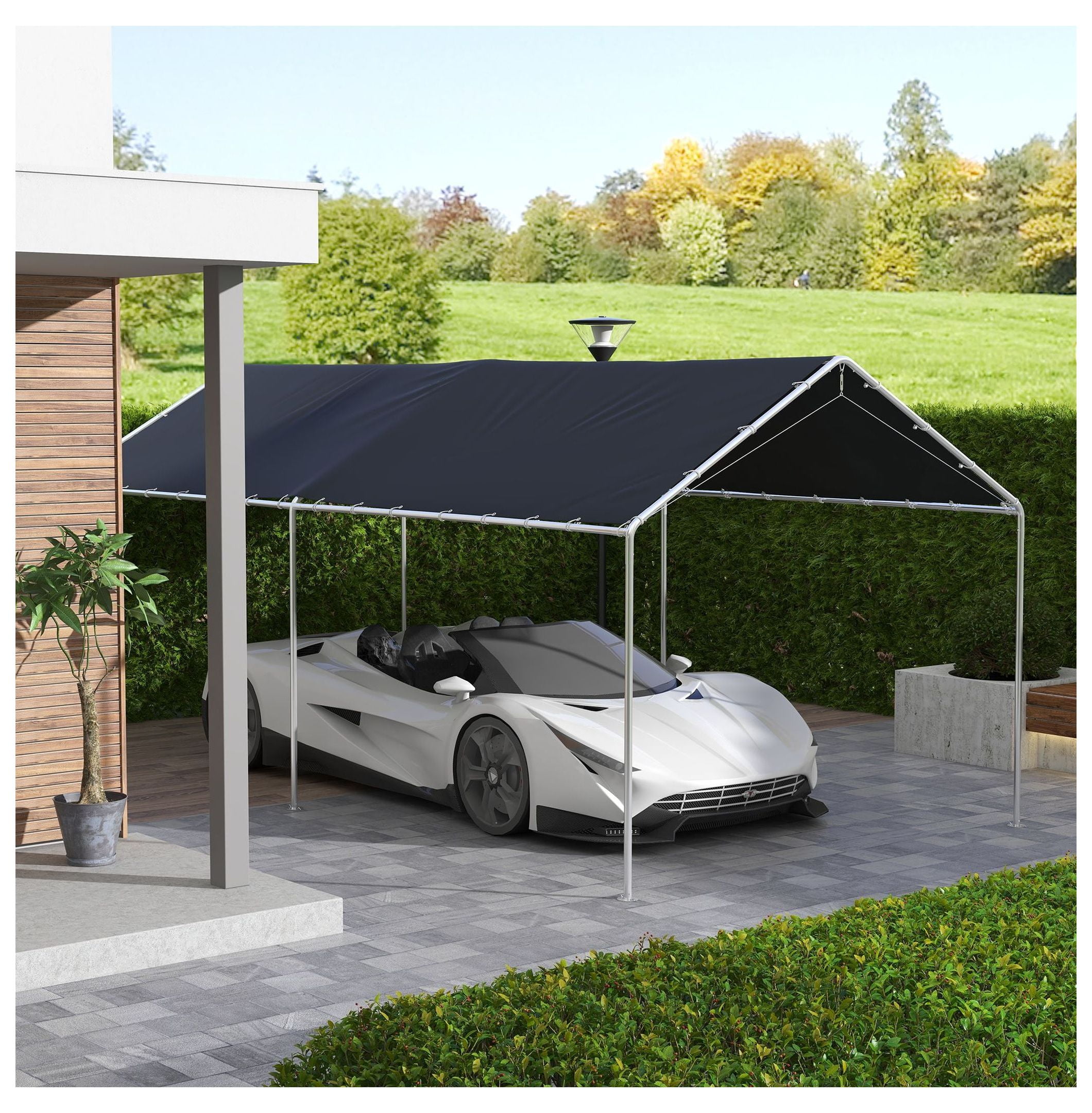 10x20ft Carport Canopy Replacement - UV Resistant - Charcoal - with Bungee Cords - Fits 84C-159 Series - Outdoor Car Cover