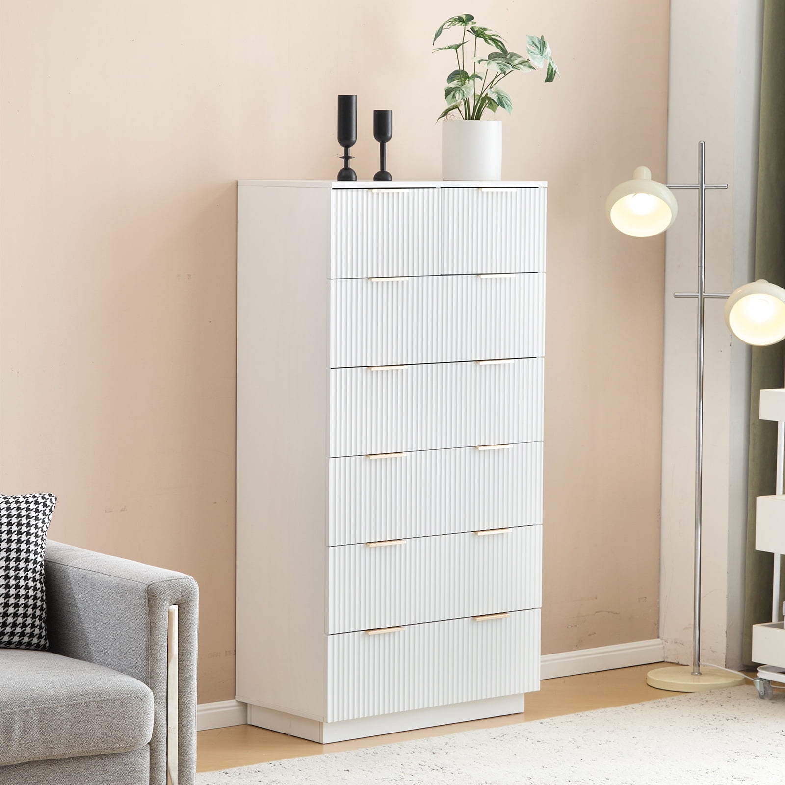 UBesGoo Dresser for Bedroom Modern Wood 7 Drawer Dresser Chest of Drawers for Bedroom, Living Room, Entryway and Closet, White