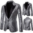 thumbnail image 2 of Douhoow Men Sequins Blazer Gentleman Formal Coat Stage Performer Host Tuxedos, 2 of 5