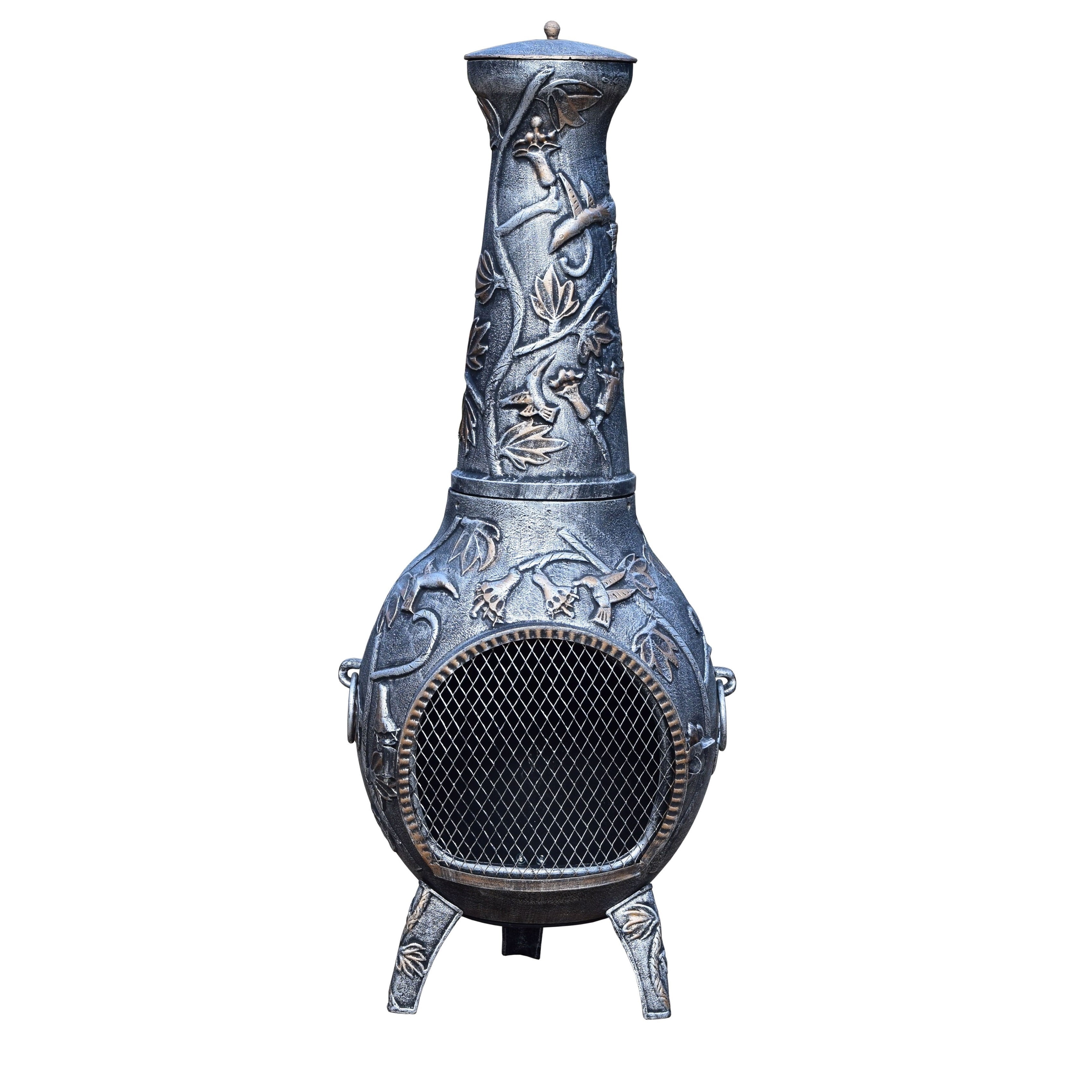 Oakland Living Corporation Silver Wrought Iron Lattice Chiminea With Built-in Handles,... by Overstock