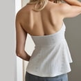 thumbnail image 4 of Bovemsi Women's Tanks & Camis Tie Front Ruched Tube Top Strapless Flared Peplum Bandeau Tops White Camisole, 4 of 6
