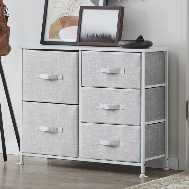 Rest Haven 5 Drawer Cube Storage Organizer, White/Gray