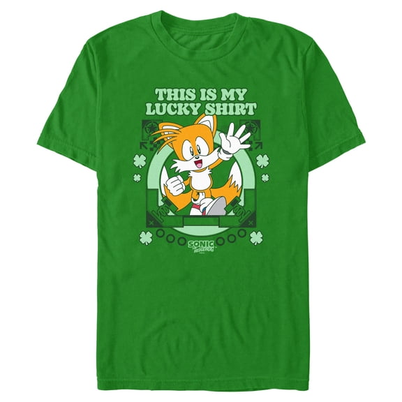 Mens Sonic the Hedgehog My Lucky Clover Tails T Shirt