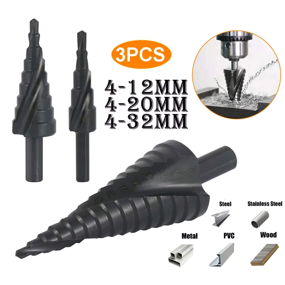 PRIME - 6/8/10Mm Shank Hss Step Drill Bit Set Large Cone Titanium Bit Metal Hole Cutter