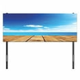 thumbnail image 3 of Landscape Headboard, Seascape View from Pier Under Cloudy Vivid Summer Sky Beach Theme Print, Upholstered Decorative Metal Bed Headboard with Memory Foam, Full Size, Blue White Brown, by Ambesonne, 3 of 4