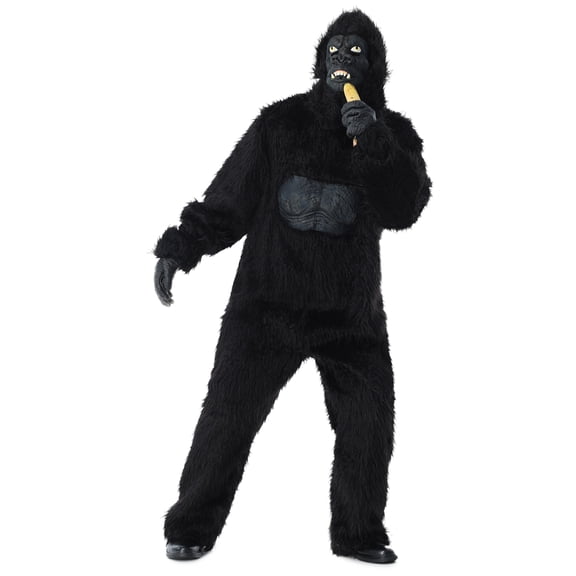 Seasons Gorilla Costume for Adults, Black Plush Full Body Halloween Ape Suit, One Size
