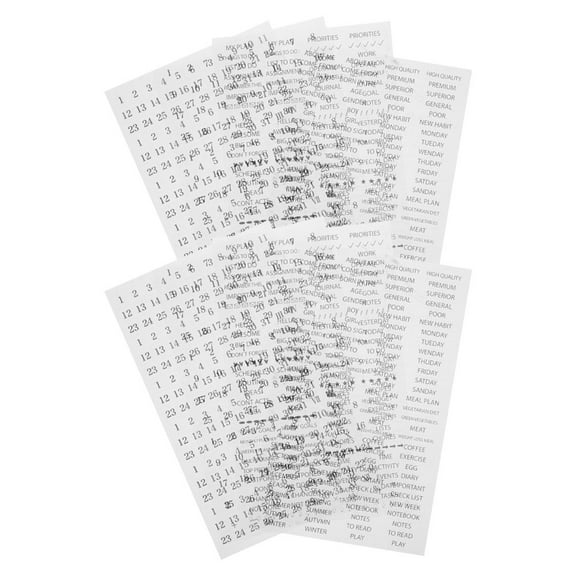 Raindrops Black PVC Monthly Calendar Stickers for Journals and Planners, 8 Pieces, and Stylish