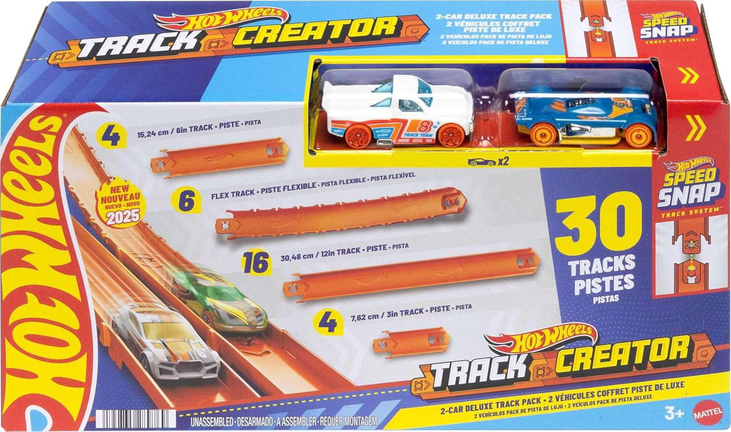Mattel Hot Wheels Track Builder System Straight Track Pack, Yellow