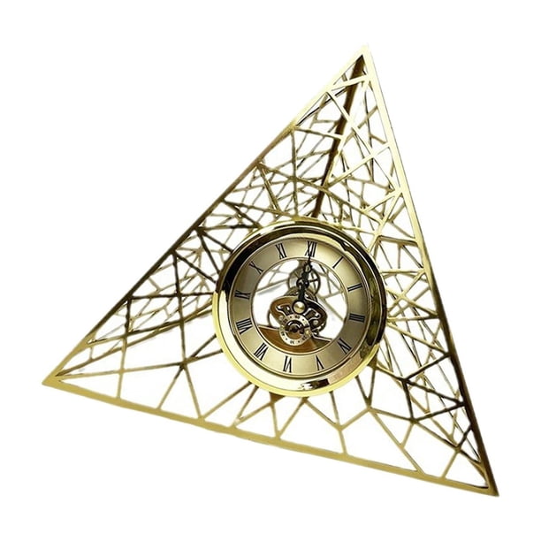 Reloj de mesa silencioso de metal triangular, novedoso, sin , moderno, de hierro hueco, adorno para dormitorio de apartamento