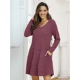thumbnail image 4 of VEPKUL Plus Size Dresses for Curvy Women 3XL, Long Sleeve Sweater Dresses Casual Fall Winter Dress V Neck Tunic Dress with Pockets, 4 of 9