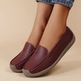 thumbnail image 3 of Rokment Women's Protective Toe Walking Shoes Comfortable Leather Slip on Flat Loafers Orthotic Non Slip Work Fashion Sneakers Wine Size 7.5, 3 of 7