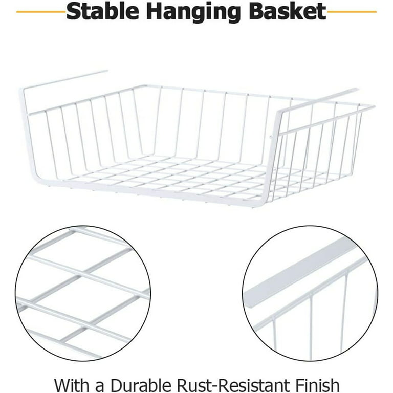 Under Shelf Hanging Basket,White Under Shelf Storage Basket,Metal Wire  Storage Basket Organizer,Undershelf Storage Unit Kitchen,Iron Mesh Shelf  Basket