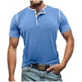 thumbnail image 2 of CHGBMOK Mens Short Sleeve Henley Shirt Breathable Lightweight Casual T-Shirts Summer Solid Slim Fit Top, 2 of 7