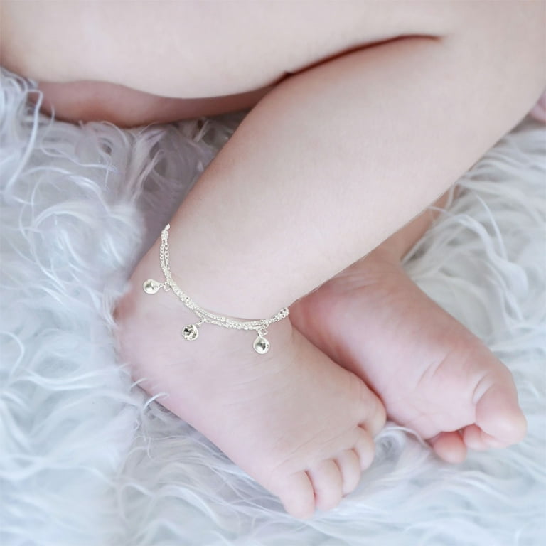 Pluokvzr 2Pcs Baby Silver Anklet Bracelet Foot Chain Bell Anklet Fashion Adjustable Beach Anklet Jewelry Set Personalized Gifts for Women Teen Girls Walmart