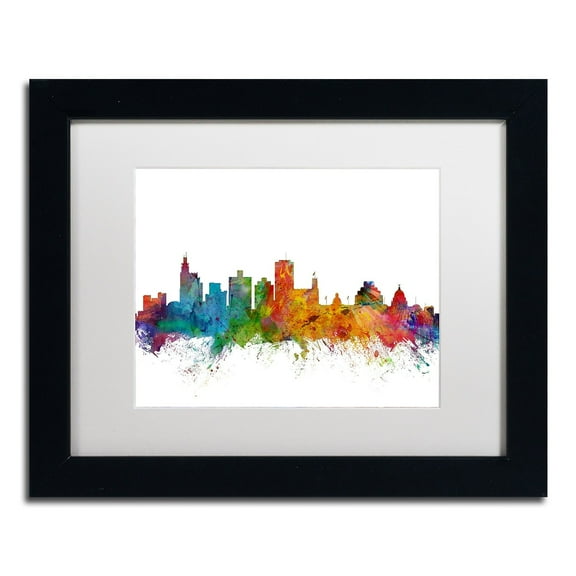Trademark Fine Art 'Jackson Mississippi Skyline' Canvas Art by Michael Tompsett, White Matte, Black Frame