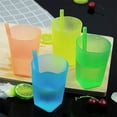 thumbnail image 6 of NOGIS 4Pcs Cup with Built in Straw Plastic Water Sippy Cups Containers Milk Straw Drinking Cups for Kids (S Size，Random Color), 6 of 7